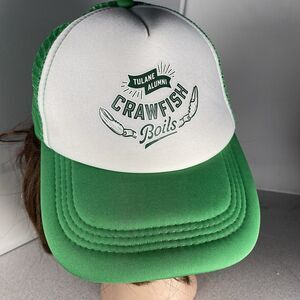 Tulane Alumni Hat Trucker Hat Snapback Foam Front Crawfish Boils Green Vintage